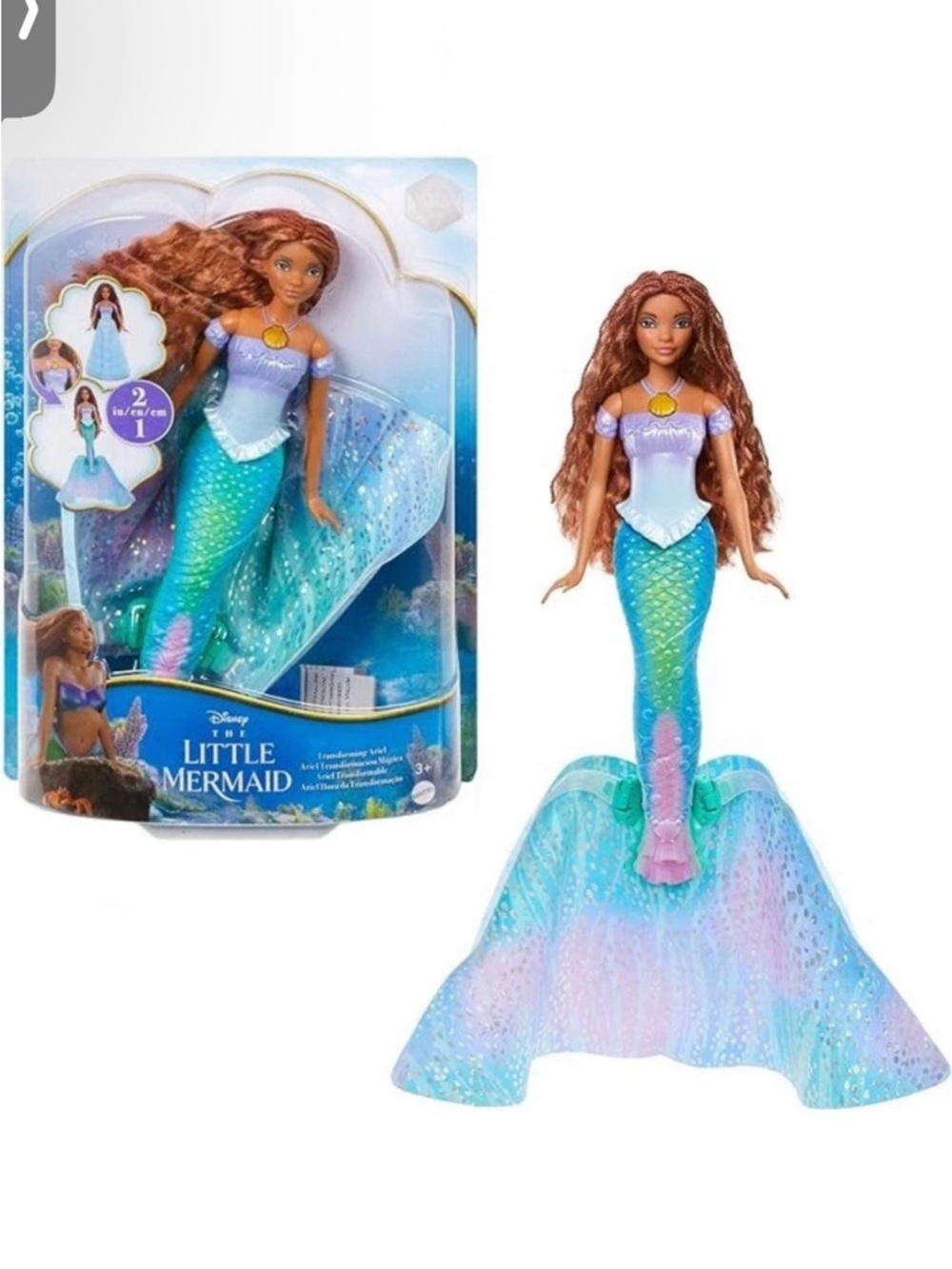 New Disney The Little Mermaid Ariel Mermaid Doll 2 in 1